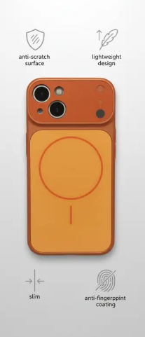 AGRONA Back Cover for iPhone 15 |Convert to 17 pro /17 Pro Max Style Premium Back Glass Converter Cover (Orange, Magnetic Case, Pack of: 1)