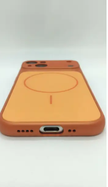 AGRONA Back Cover for iPhone 15 |Convert to 17 pro /17 Pro Max Style Premium Back Glass Converter Cover (Orange, Magnetic Case, Pack of: 1)